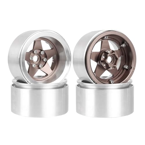 Aluminum 2.2" Beadlock Wheel Offset -10mm Metal Rims for SCX10 RR10 TRX4 VS4-10 Gen8 1/10 RC Crawler Car Upgrade Parts (5-Spoke, Bronze) - color: 5-spoke, Bronze