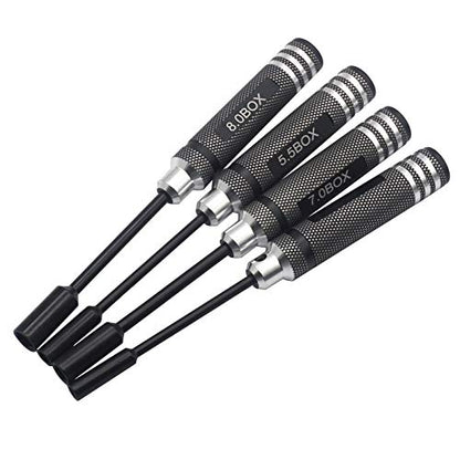 4Pcs Hex Nut Key Socket Screw Driver Tool,4.0 5.5 7.0 8.0mm Sleeve Wrench Spanner,RC Flat Head Wrench Screwdrivers Repair Tools Kit for RC FPV Car Truck Boat