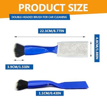 Double Head Car Detailing Brush 2-Pack - Double Ended Portable Dust Brush for Dashboard, Vents, Screens & Trim - Soft Car Cleaning Tool 2-in-1 Cleaning Tools Kit(Blue)