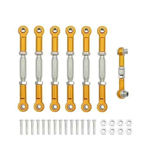 RC Car Rod Linkage Compatible with Traxxas for Slash 4X4/2WD 1/10 RC Car Upgrade Parts 1 Set 7 Pcs Metal Turnbuckle Camber Link End Adjustable Kit(Yellow) - color: Yellow