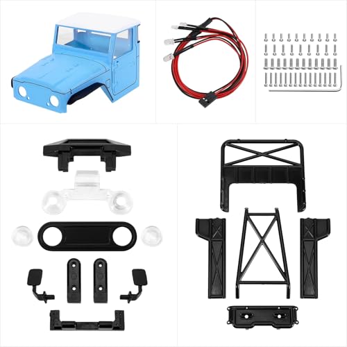 for TRX4M for Defender for Bronco 1/18 RC Crawler Car Upgrades Parts IR40 Hard Body Shell with Cage RC Car Parts(Blue 1) - color: Blue 1