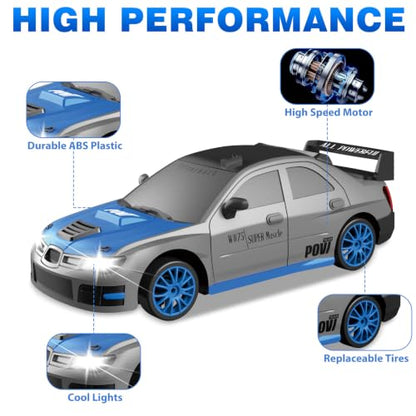 RC Drift Car, 1/24 2.4GHz 4WD Remote Control Car High Speed Drift RC Cars with LED Lights, Drifting Tires Racing Toy Cars for Kids Boys Girls Adults(Grey) - color: G.gray