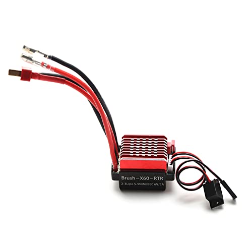 GoolRC 60A Brushed ESC Electronic Speed Controller T Plug 6V 2A BEC Replacement for 1/10 Traxxas TRX4 TRX6 D90 HSP Redcat 4WD RC Car