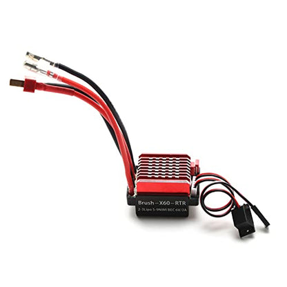 GoolRC 60A Brushed ESC Electronic Speed Controller T Plug 6V 2A BEC Replacement for 1/10 Traxxas TRX4 TRX6 D90 HSP Redcat 4WD RC Car