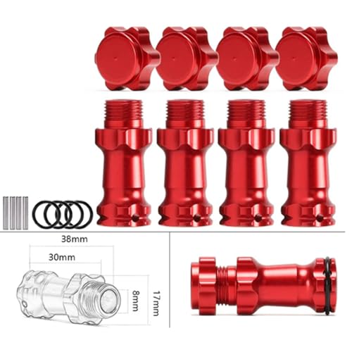 Aluminum 17mm Wheel Hub Hex 30MM Extension Adapter with Pins + O Ring for 1/8 HSP RC Hobby Car Buggy Monster Truck 2 Sets(Red) - color: Red