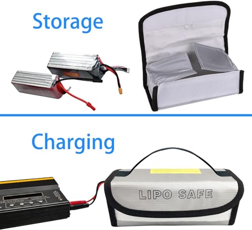 2PCS 185x60x75mm Lipo Safe Bag Fireproof Explosionproof Bag Safe Accessories for Hobby Remote & App Controlled Vehicle Lipo Batteries Storage and Charging, bag185