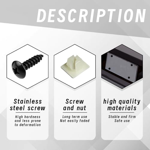 License Plate Screws with Nylon Inserts - Stainless Steel Rust Proof License Plate Screws for Securing License Plates, Frames & Covers 4755299 3907444 A11719 - color: Black-K6