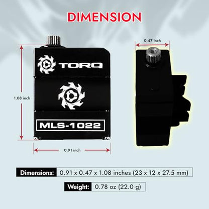 TORQ MLS-1022 High Torque Micro Servo 5.0V - 8.4V with CNC Servo Mounts & Arms - Remote Control Car, RC Car, RC Crawler Axial SCX24 Electronics Upgrades RC Servos (HELIDIRECT) (Black) - color: Scx24 Servo - Black