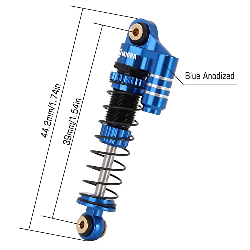 INJORA 39mm Shocks- Aluminum Threaded Adjustable Oil Filled Damper for SCX24 Gladiator C10 JLU Deadbolt B17 Axial 1/24 RC Crawler Car Upgrade Parts(Blue) - color: Blue