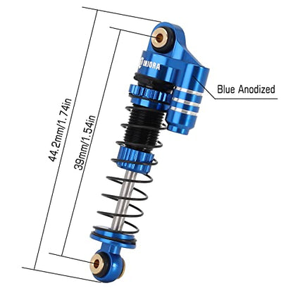 INJORA 39mm Shocks- Aluminum Threaded Adjustable Oil Filled Damper for SCX24 Gladiator C10 JLU Deadbolt B17 Axial 1/24 RC Crawler Car Upgrade Parts(Blue) - color: Blue