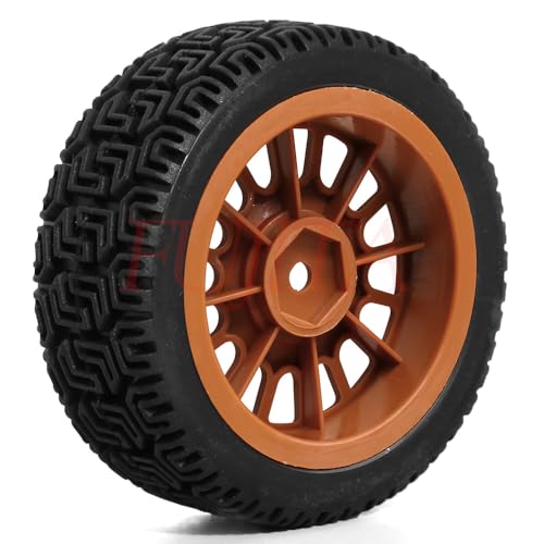 fujita 1/10 RC ON-Road Rubber Racing Tire Rim 68mm OD for 1:10 RC On-Road Touring Drift Car HSP Tamiya XV01 TT01 TT02 HPI Kyosho FAZER MK2（Brown B） - color: Brown B