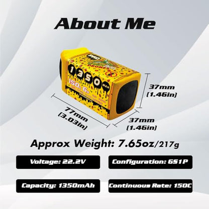 CNHL Speedy Pizza 1350mAh 6S Lipo Battery 22.2V 150C XT60 Plug | Low internal resistance offers explosive acceleration and agile control for FPV racing drones and cinematic quadcopters.