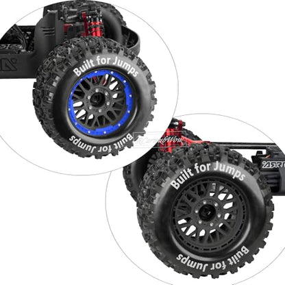 1/8 1/10 17mm Hex RC Truck Tires,Wheels and Tires for 1/10 E-Revo T-Maxx Summit,1/8 Kraton Outcast 6S,Sledge,Buggy Rubber Tyres and Rims w/Foam Insert for RC Off-Road Car,Black-Navy Blue - color: Black&navy Blue(4pcs)