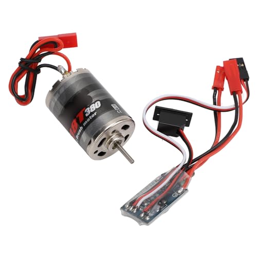 GOTOTOP RC Brushed Motor ESC, Stainless Steel 380 Motor with 30A Brush ESC Combo, 38T 19000RPM 7.2V Forward Reverse Brake, for 1 16 1 18 RC Car Boat
