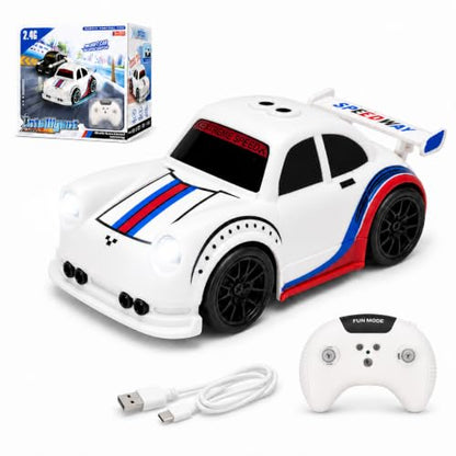 BYTEWAR Toddler Remote Control Car, Follow & Escape Modes, 360° Stunt Drift | Electric Hobby RC Car Toys, Christmas Birthday Gifts Toys for Kids Boys Girls 3 4 5 6 7 8 Years Old - color: White Car