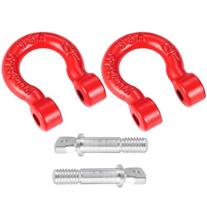 RCHUBAM Aluminum RC Climbing Trailer Tow Hook 2Pcs U-Shaped RC Rescue Tow Hook D Shackles Compatible with 1/10 Crawler Car Axial SCX10 TRX-4 Decoration Parts/Accessories, Red