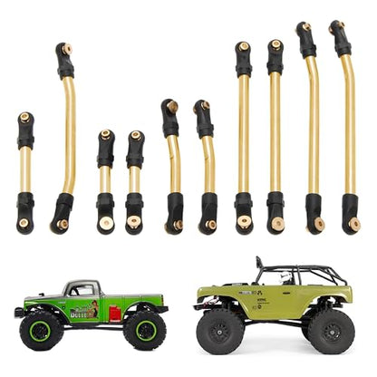 MEUS Racing SCX24 Links High Clearance Chassis Links & Steering Links Set for Axial 1/24 SCX24 Deadbolt AXI90081 B17 AXI00004 RC Crawler (Brass) - color: Brass