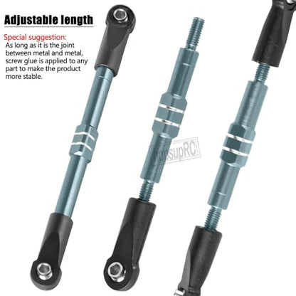 RC Adjustable Turnbuckles Links Upgrades Part for 1/16 Mini Slash 70054-1 RC Car.Front & Rear Aluminium Adjustable Turnbuckles Camber Toe Link Hops Up.Titanium - color: Titanium(for 1/16)