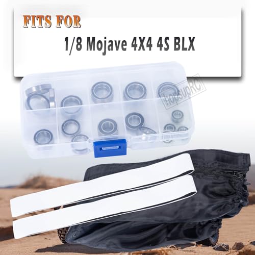 RC Bearing Kit & Chassis Dustproof Rock Snow Water Dirt Resist Guard Cover Upgrades Part for 1/8 Mojave 4X4 4S BLX RC Car,Black
