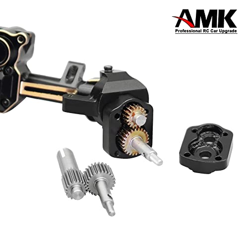 AMK 2pcs SCX24 Brass Front Axles (SCX24 4Wheel Steer) with 7mm Hex Wheel Hubs Counterweights for 1/24 RC Crawler Axial AX24 FCX24 SCX24 Upgrades