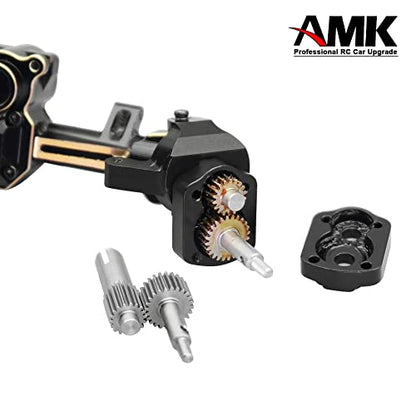 AMK 2pcs SCX24 Brass Front Axles (SCX24 4Wheel Steer) with 7mm Hex Wheel Hubs Counterweights for 1/24 RC Crawler Axial AX24 FCX24 SCX24 Upgrades