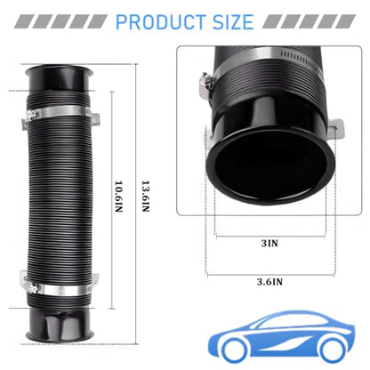 3" Car Turbine Intake Pipe, Adjustable Flexible Aluminum Vehicle Cold Air Intake Tube, Automotive Ducting Turbo Inlet Tube Pipe, Universal for SUV Automobile Truck (Black) - color: Black