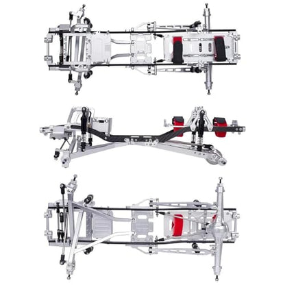 Twin I-Beam 2WD Pre-Runner CNC Aluminum Chassis Kit for 1/10 RC Crawler Axial SCX10 I II III Pro TRX4 Capra Upgrades (Silver) - color: Silver