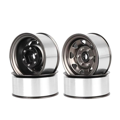 4PCS 1.55 inch Metal Beadlock Wheel Hub RC Car Aluminum Alloy Wheel Rim for 1/10 RC Crawler Car for Axial 90069 D90 TF2 Tamiya CC01 CC02 LC70 LC80 MST(Silver+Gray) - color: Silver+gray