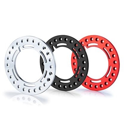 RCLIONS 4pcs Aluminum 2.2inch RC Beadlock Wheel Rim Replacement Ring for 1/10 RC Crawler Car 2.2" Wheels (Silver) - color: Silver