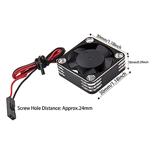 ShareGoo Alloy Brushless Motor ESC Cooling Fan Heatsink 28000RPM 30x30mm JST Plug for 1/8 1/10 1/12 RC Car 540 550 Brushless Motor,3010 (Black-Silver) - color: Black-Silver