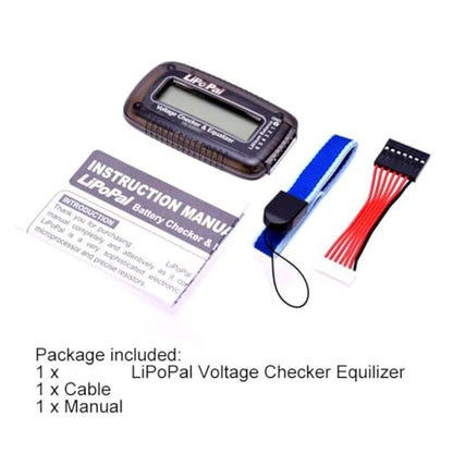 2-6S LiPo Battery Voltage Checker Equilizer Capacity Display Voltage Indicator Self Voltage Balancer for RC Car