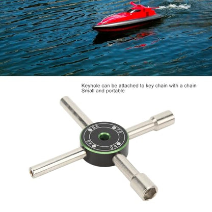Mini Wrench, 4/5.5/7/8mm Stainless Steel Universal Lock Nut Cross Wrench Cabinet Key 4 Way Hexagon Socket Spanner Valve RC Car Maintenance (Green)