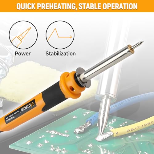 Hoteche 40W Adjustable Temperature Soldering Iron Kit, 100-500°C (212-932°F) Fast Heating Electronics Welding Gun, Circuit Board Soldering Tool with 2 Interchangeable Tips, Solder Wire, and Sponge