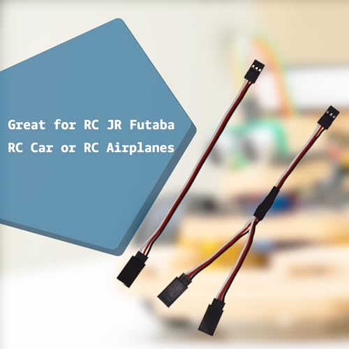 JST Y Splitter and Extension Cable Kit, 3pcs 1 Male to 2 Female RC Servo Y Harness + 3pcs JST to JR Futaba Extension Leads, 3 Pin 15cm Servo Connector Wires for RC Airplanes Cars Helicopters, 6pcs