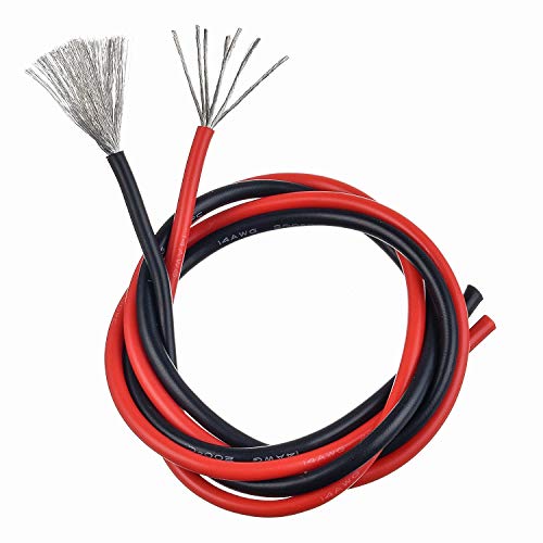 BOJACK 14 Gauge Silicone Wire 10 feet red and 10 feet Black Flexible 14 AWG Stranded Copper Wire(Pack of 1 Pair) - size: 14 AWG silicone wire 10ft red and 10ft black