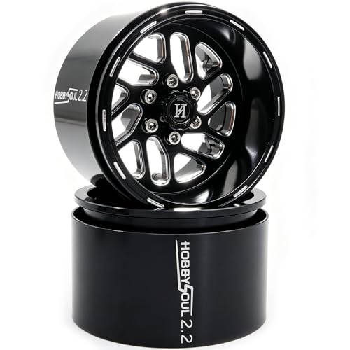 2.2 Beadlock Wheels 4-Pack For 1/10 RC Crawler SCX10 TRX4 Capra | -11mm negative offset,40mm wide aluminum wheel black color rims with 12mm hex hub,for 1/10 RC crawler vehicles Upgrades - color: Black