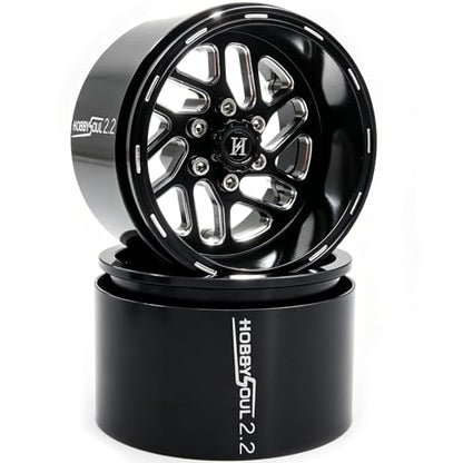 2.2 Beadlock Wheels 4-Pack For 1/10 RC Crawler SCX10 TRX4 Capra | -11mm negative offset,40mm wide aluminum wheel black color rims with 12mm hex hub,for 1/10 RC crawler vehicles Upgrades - color: Black