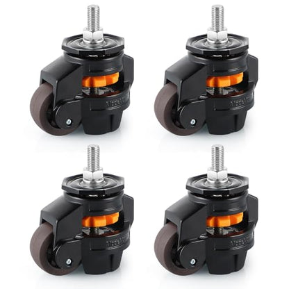 Skelang 4 Pcs Stem Leveling Machine Caster, Retractable Caster Wheel for Industrial Machine Equipment, Heavy Workbench, Movable Furniture, Total Load Capacity 2200Lbs