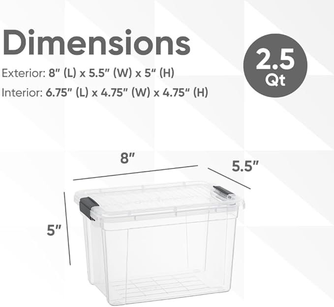 Superio Clear Storage Bins with Lids, Stackable Deep Storage Boxes with Latches and Handles, Extra Small, 4 Pack, Deep Containers for Home, Garage, and Kitchen - size: 2.5 Qt, style: 4 Pack