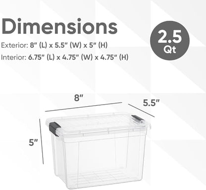 Superio Clear Storage Bins with Lids, Stackable Deep Storage Boxes with Latches and Handles, Extra Small, 4 Pack, Deep Containers for Home, Garage, and Kitchen - size: 2.5 Qt, style: 4 Pack