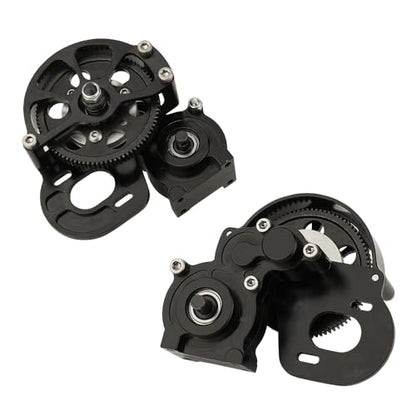 Full Metal Transmission Assembled Gearbox with Steel Gear Set Compatible with Axial SCX10 I II 1/10 RC Crawler Upgrade Parts,Half Open Shell - color: Black