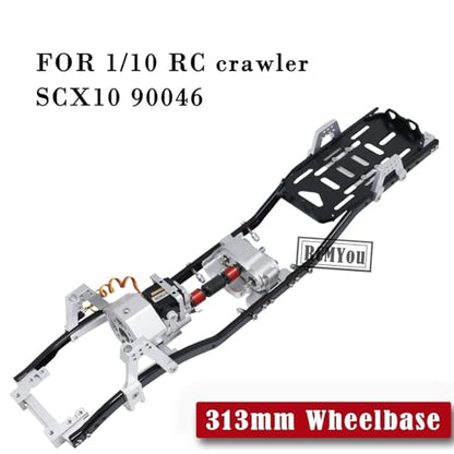 RC Metal Chassis Frame 313mm Wheelbase Upgrades w/Prefixal Shiftable Gearbox for 1/10 SCX10 90046,RC Hop Ups Upgrades Part Chassis FrameWheelbase,Upgrade 2022,More Durable,Two Speed Modes