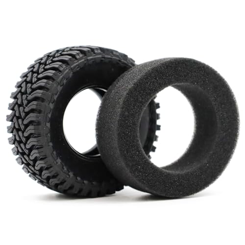 1.3” All-Terrain RC Tires for 1/18 1/24 TRX4M, Axial SCX24 / AX24, Redcat Ascent-18, FMS FCX24, 65 x 27 mm, 33 mm Inner Diameter, Foam Inserts, 4 pcs, Black