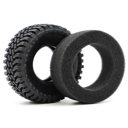 1.3” All-Terrain RC Tires for 1/18 1/24 TRX4M, Axial SCX24 / AX24, Redcat Ascent-18, FMS FCX24, 65 x 27 mm, 33 mm Inner Diameter, Foam Inserts, 4 pcs, Black