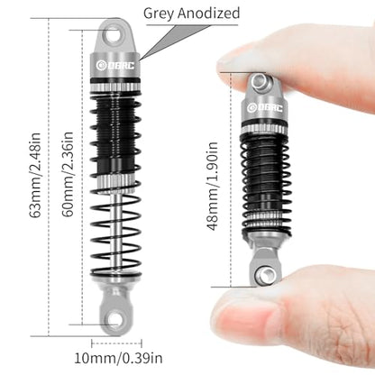 OGRC 60mm Long Travel RC Shock Absorber Oil Damper for TRX4M 1/18 RC Car | Oil-filled, Aluminum, for Traxxas TRX4M Upgrade Parts, Grey - color: Black Grey