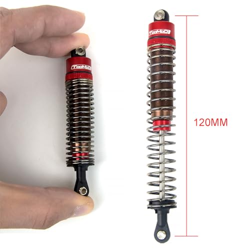 120MM Oil Shock Absorbers Upgrade Compatible with 1/10 RC Crawlers | Fits TRX4 / Axial SCX10 / D90 - Oil Damper Upgrade - Red - color: Red