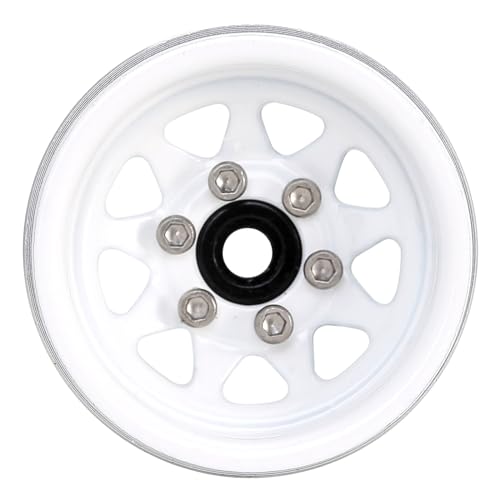 INJORA Stamped Steel 1.0 Beadlock Wheel Deep Dish for 1/18 1/24 RC (White) - color: White