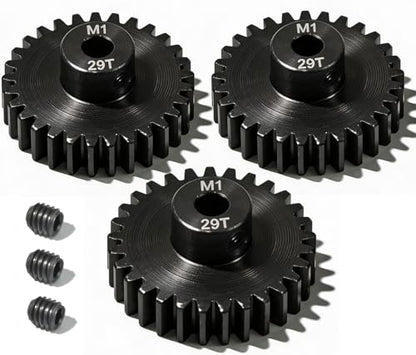 M1 Gear 29T 5mm Bore 3-Pack – High-Precision Hardened Steel Motor Pinion Gear for 1/8 1/10 RC Crawler, Monster Truck, Short Course Truck & Boat (Compatible with Traxxas Axial, FMS, HSP Redcat Losi) - style: M1 3Pcs 29T