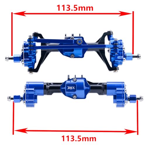DJX CNC Aluminum RC Front & Rear Portal Axles Set +4mm Extended Complete Axles for 1/18 RC Rock Crawler Redcat Ascent-18 Upgrades Parts(Black&Blue) - color: Black&blue