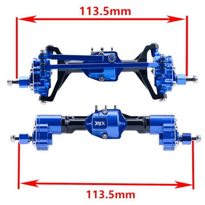 DJX CNC Aluminum RC Front & Rear Portal Axles Set +4mm Extended Complete Axles for 1/18 RC Rock Crawler Redcat Ascent-18 Upgrades Parts(Black&Blue) - color: Black&blue
